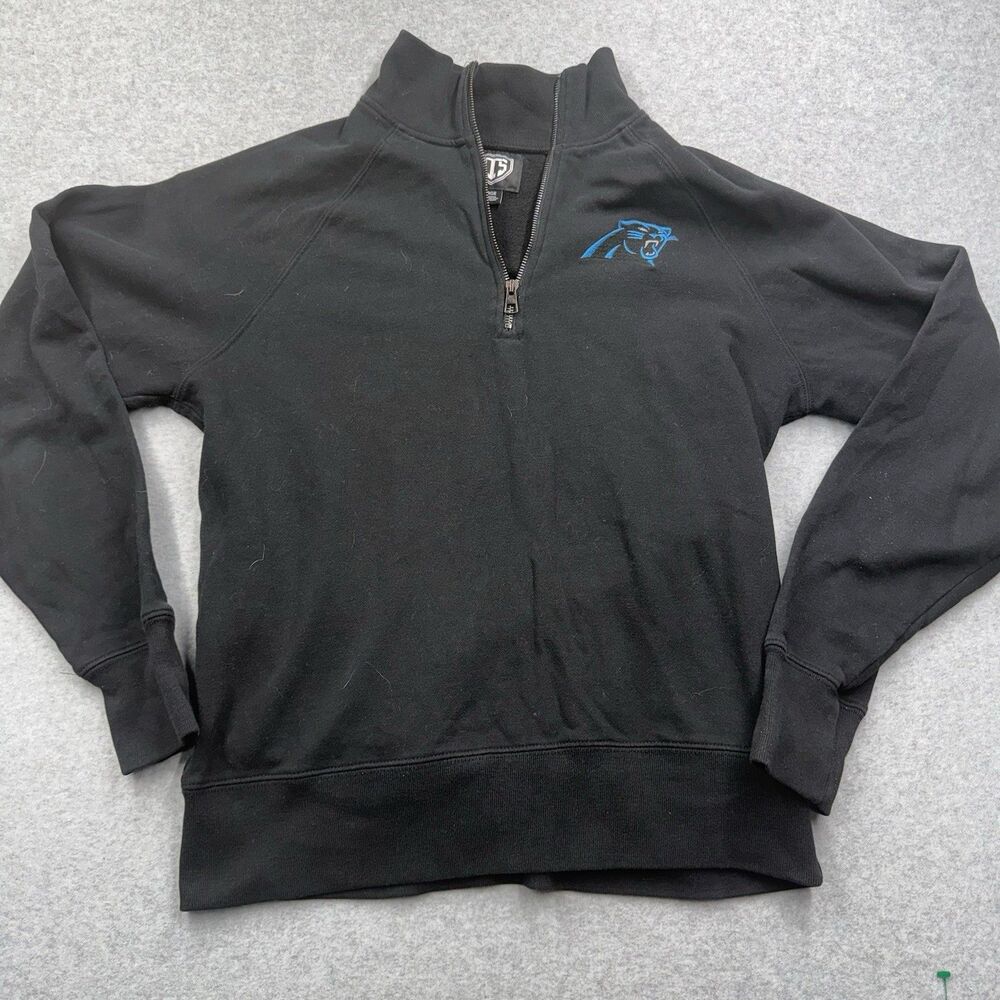 OTS Carolina Panthers NFL Black Quarter Zip Sweatshirt Large